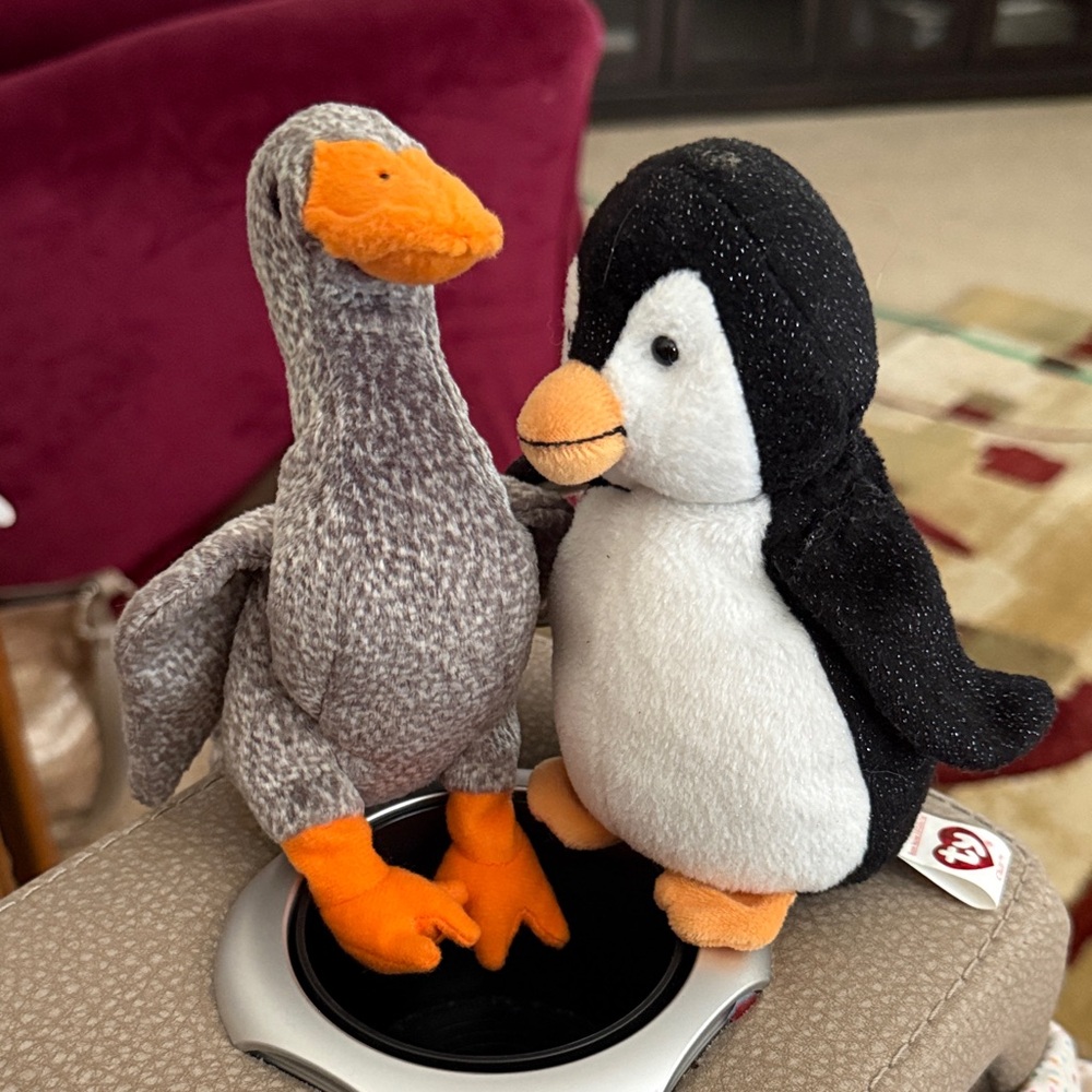 Ty Plush Duck with Gray and Orange Accents